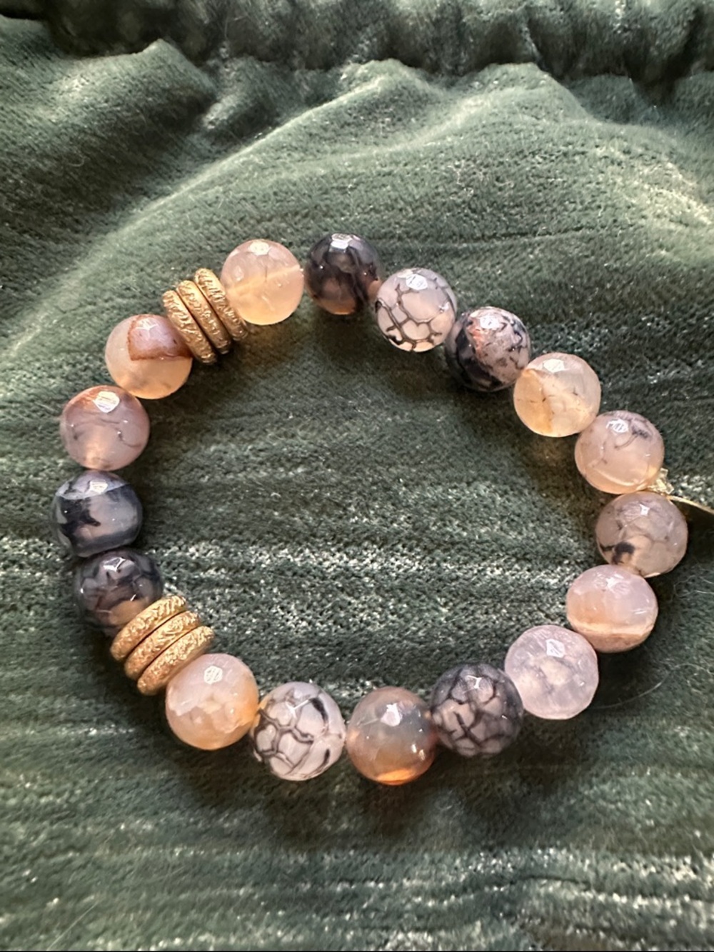 Genuine Dragon vein Agate Beaded Stretch Bracelet